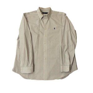 Ralph Lauren Mens XXL Button-Down Plaid Shirt Green/Red Checkered Long Sleeve Co